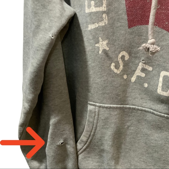 Levi’s Strauss distressed Grey Pullover Hoodie, Sweat Shirt - Picture 7 of 16